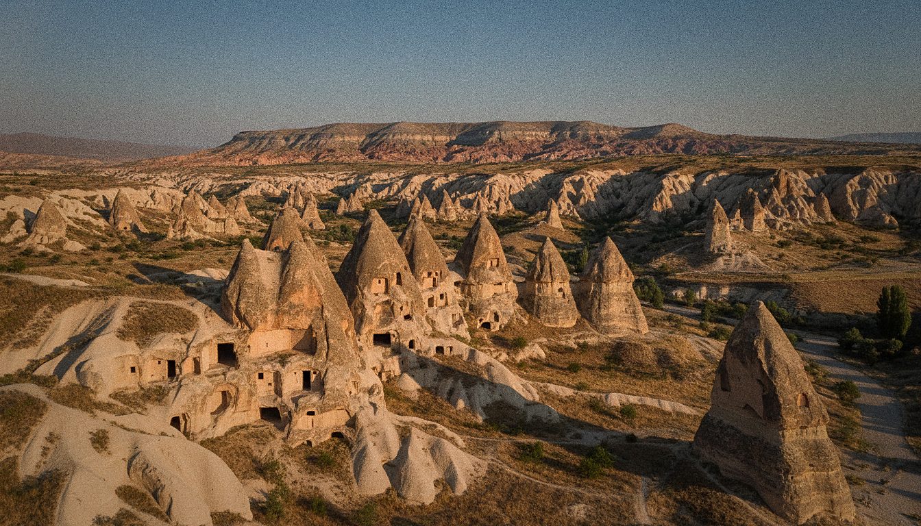 La valle di Göreme con le abitazioni scavate nella roccia vulcanica